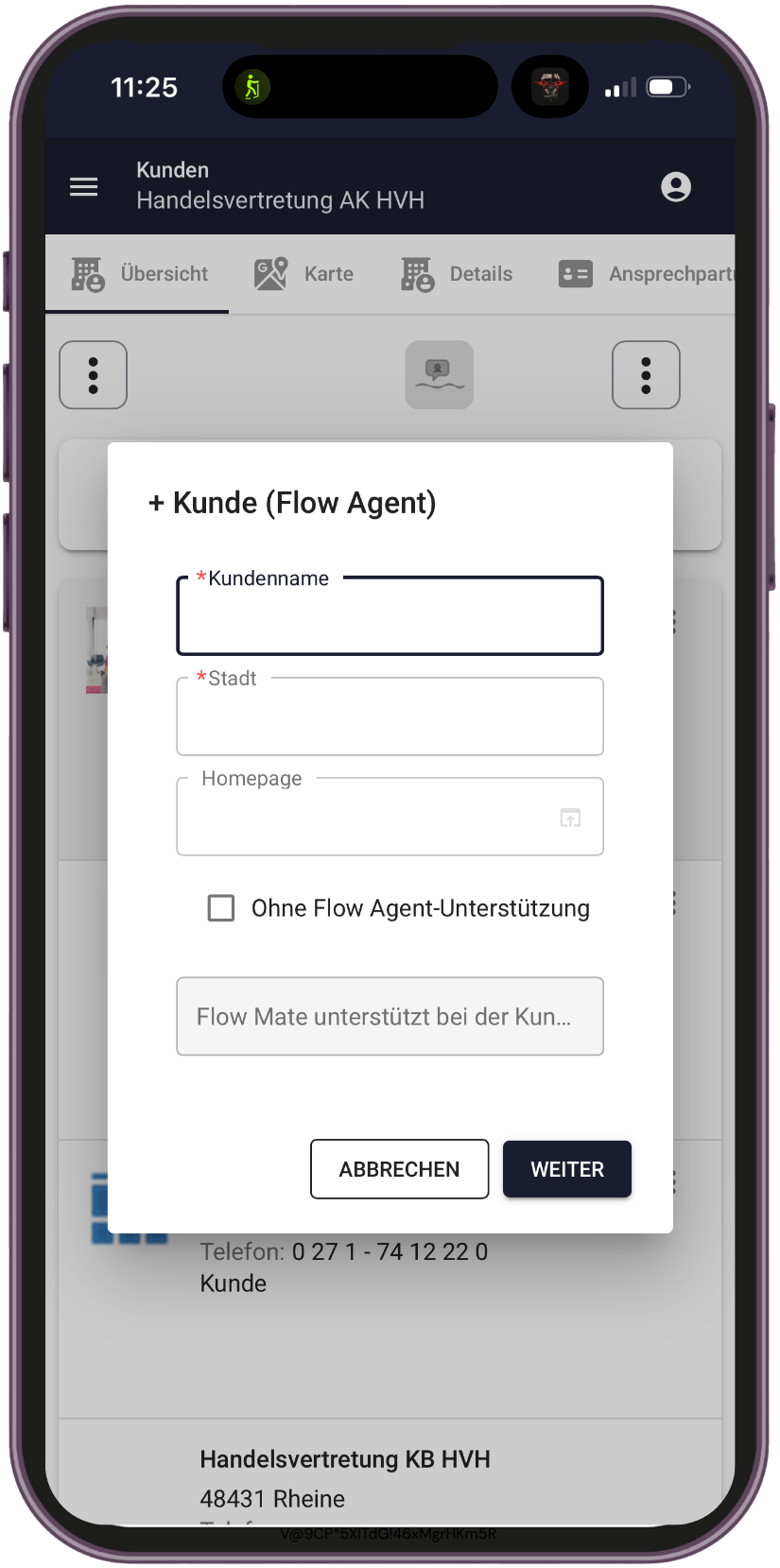 Screenshot Kontaktbericht KI 2 HVH Flow Besuchsbericht in 30 Sekunden